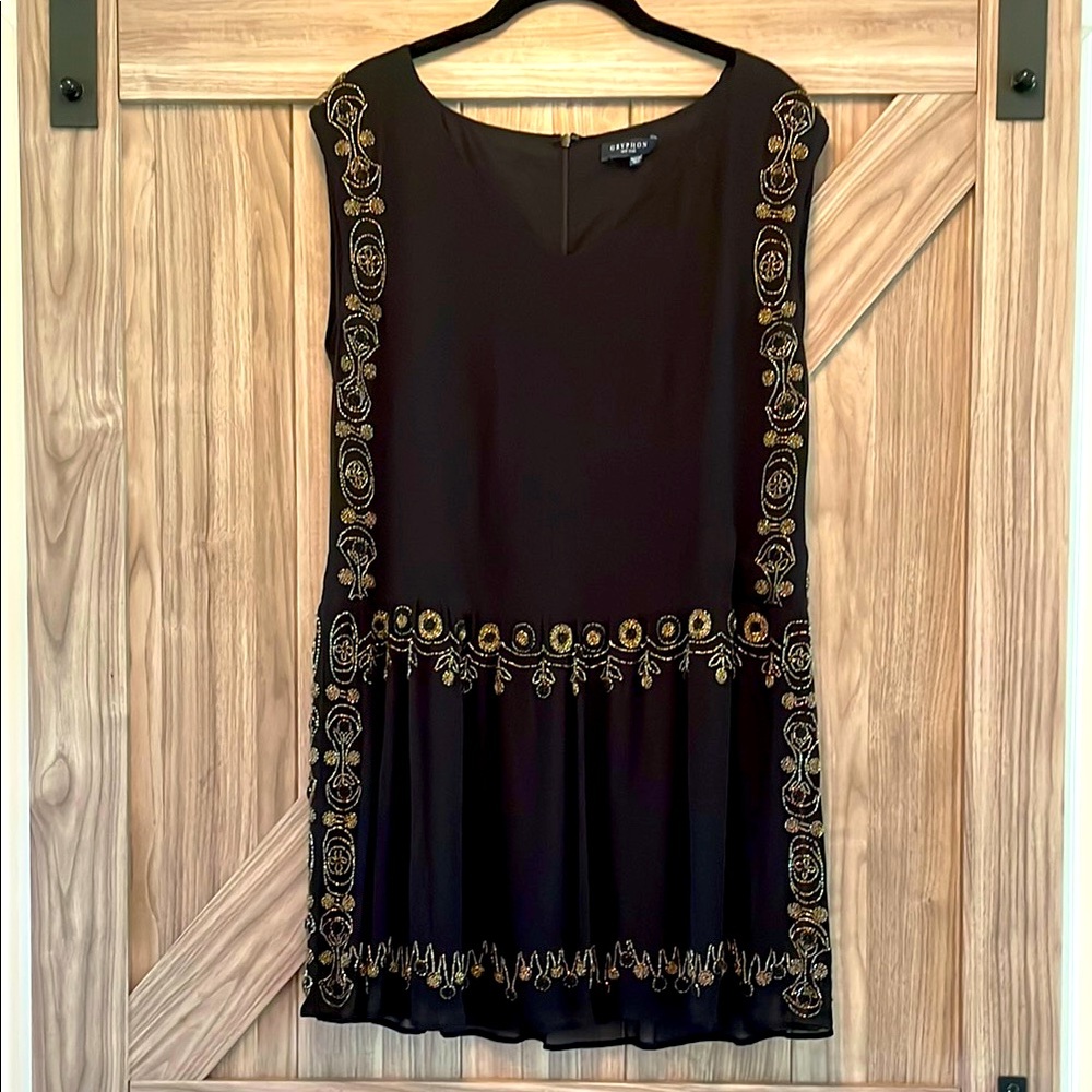 Anthropologie Gryphon Black BeadedSheath Mini Dress